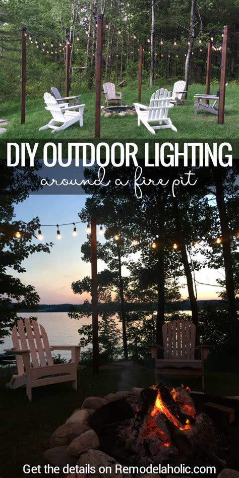 Remodelaholic Easy Diy Outdoor Lighting Around A Fire Pit
