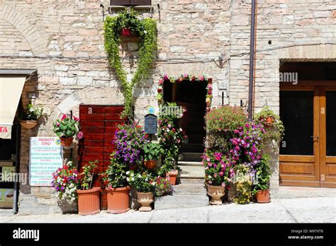 Floral Displays Of Spello Italy Stock Photo Alamy