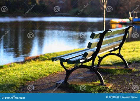 Park Bench At The Lake Stock Image Image Of Pretty Landscape 14901635