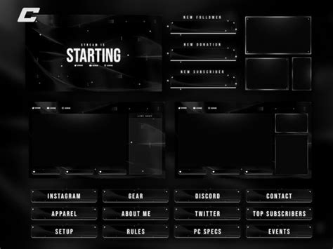 Animated Black And White Twitch Overlay Package Complet De Etsy Canada