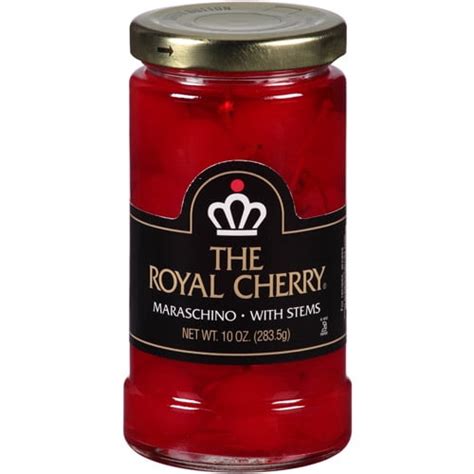 The Royal Cherry Maraschino Cherries With Stems 10 Oz Pack Of 12