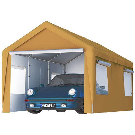 Lzbeitem 10x20 ft Heavy Duty Steel Carport Storage Boat Shed Canopy