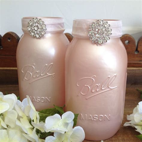 Blush Pink Mason Jar Centerpiece Perfect For Bridal And Baby Showers