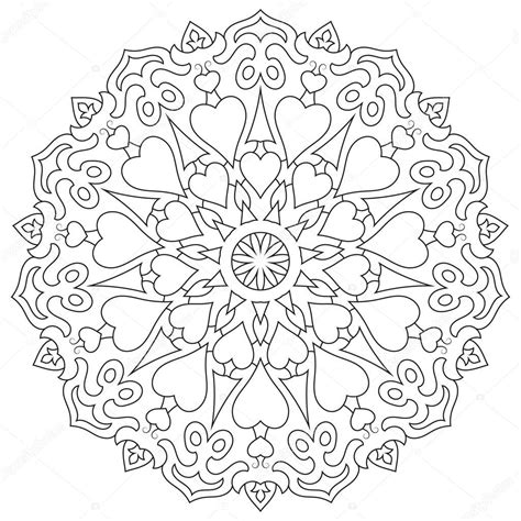 Mandela Hart Kleurplaat Bloemen mandala met hart. Kleurplaat voor