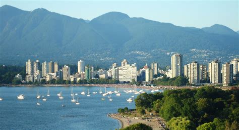 A View Of English Bay Beach And The North Shore Mountains Vancouver