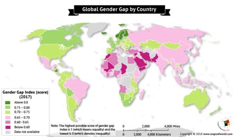 World Map Depicts Global Gender Gap Index Answers