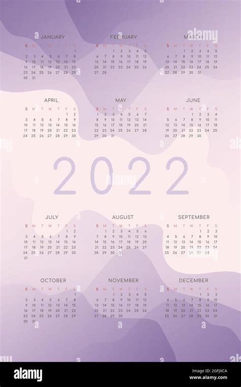 Linda Plantilla Vertical De Calendario 2022 Calendario Anual Con