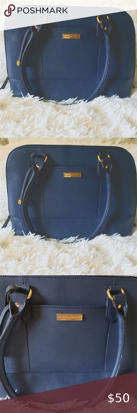 Navy Blue Tignanello Leather Handbag Leather Handbags Leather Handbag