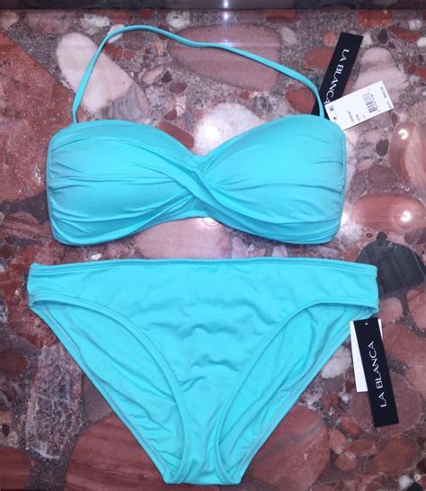 Nwt 130 La Blanca Island Godess Twist Bandeau Bikini Swimsuit 2pc Set