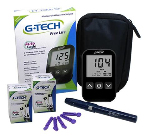 Kit Medidor De Glicemia Gtech Free Lite 110 Tiras Reativas