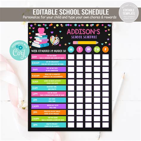 Editable Home School Schedule Homeschool Schedule Daily Etsy In 2021