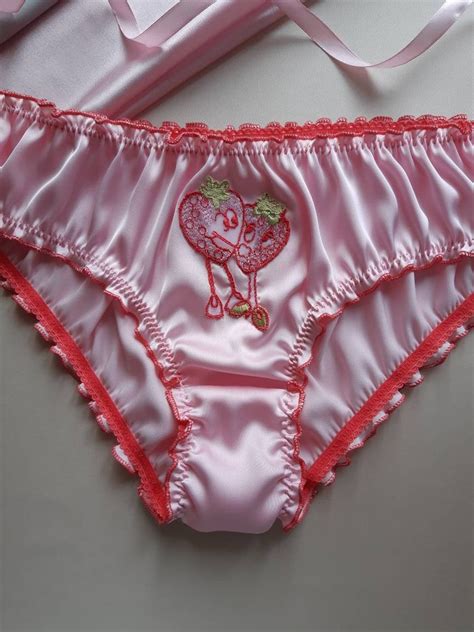 Silk Ruffled Panties Strawberry Print Silk Knickers Etsy