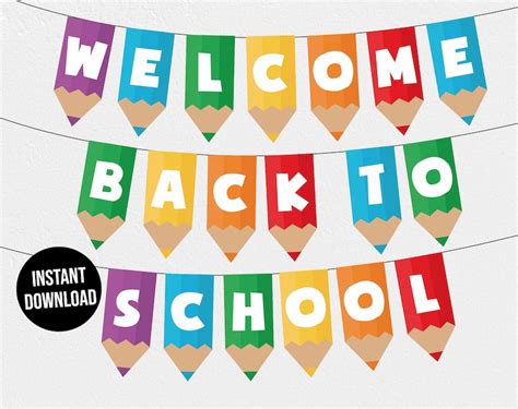 Welcome Back To School Banner Printable Instant Download Etsy