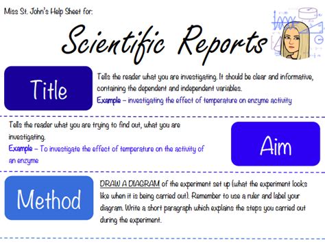 Scientific Report Help Sheet Teaching Resources