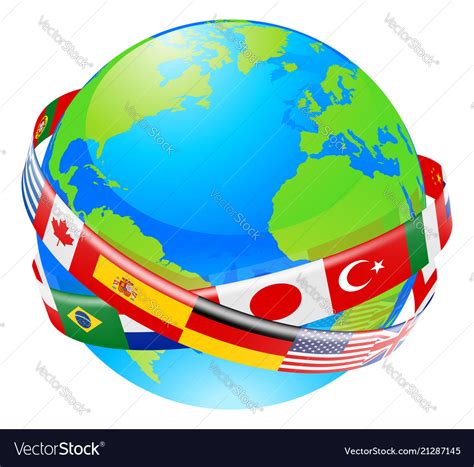 A Earth Globe With Flags Countries Royalty Free Vector Image