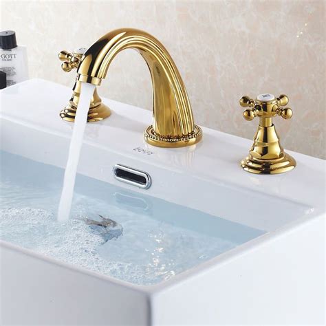 There are three things that help decide the kind of spigot you ought to pick: Modern Gold 3 Hole Widespread Bathroom Sink Faucet Basin ...