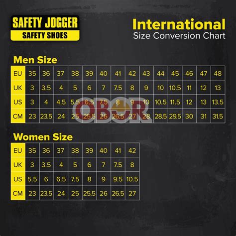 Safety Jogger Size Chart Vlr Eng Br