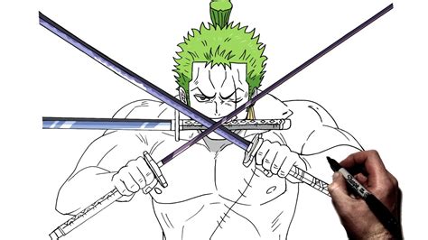 How To Draw Zoro Three Swords Step By Step One Piece Youtube