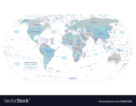 Highly Detailed Political World Map Eps 10 Vector Image