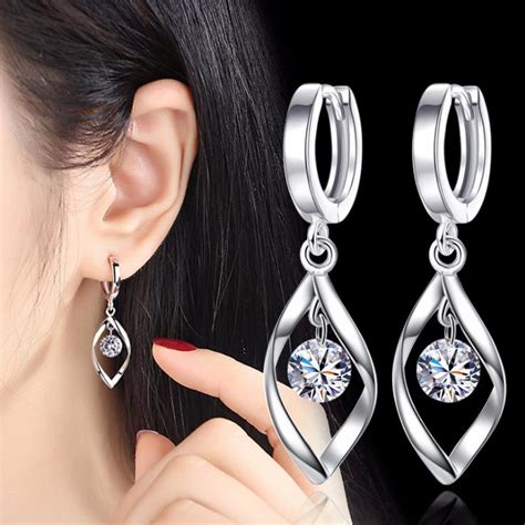 Fashion 925 Silver Luxury Crystal Stud Earrings New Style Earring