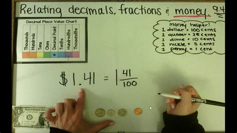 94 Relating Decimals Fractions And Money Youtube