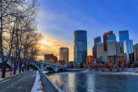 Bright Sky Over Downtown Calgary Stock Photo Image Of Scenic Snow