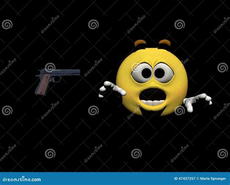Emoticon Surprised By A Firearm Royalty Free Stock Photo