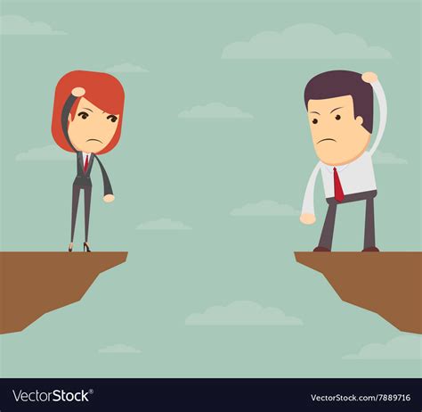 Business Woman And Man In Front Of A Gap Vector Image