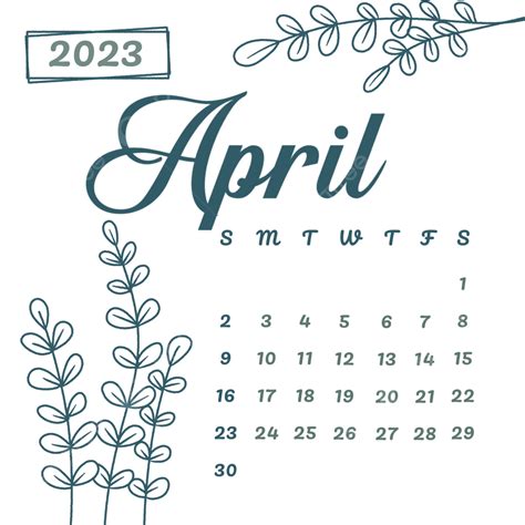 April Calendar 2023 Png Vector Psd And Clipart With Transparent
