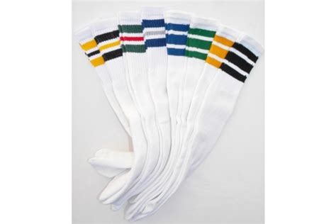 Special 8 Pairs Of 23 Assorted Retro 3 Stripe Tube Knee High Socks