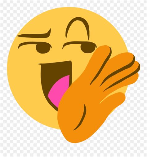 Download An Emoji Of A Smug Laugh With One Hand Raised To The Clipart