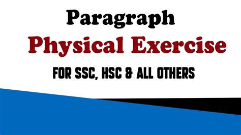 Paragraph Physical Exercise Importance For Hsc Ssc Jsc
