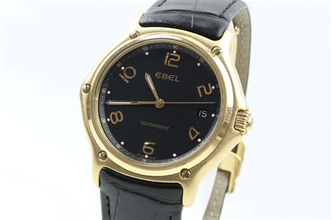 Ebel 1911 18ct Yellow Gold Gents Automatic Watch 18k 750 Black Dial