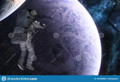 Planets Astronaut In Deep Space Science Fiction Stock Photo Image