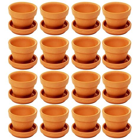 16 Pack Terra Cotta Pots With Saucer Mini Small Terracotta Flower Clay