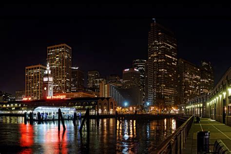 Usa Houses Skyscrapers Rivers California San Francisco Night Street