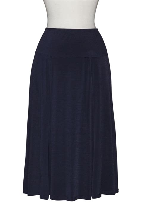Black A Line Matte Jersey Mid Length Skirt Skirts