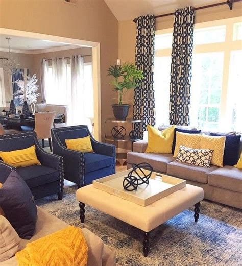 Living Room Color Scheme At Home Has Navy Accent Chairs Living Room