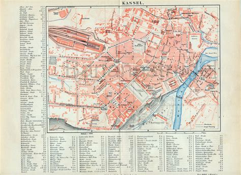 1894 German Vintage Map Of Kassel Germany Vintage City Map Etsy