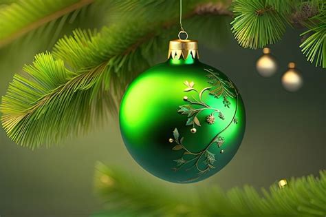 Premium AI Image A Green Ornament Hanging From A Christmas Tree