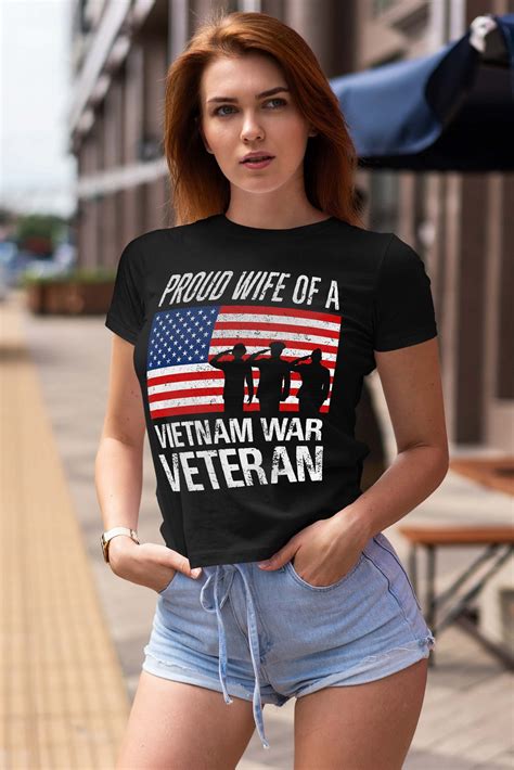 Proud Wife Vietnam War Veteran Husband Wives Matching Design T Shirt