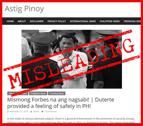 VERA FILES FACT CHECK Story Claiming Forbes Said Duterte Provided PH A Feeling Of Safety