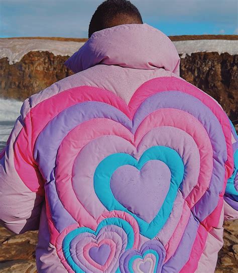 Erl Purple And Pink Puffer Hearts Jacket A2 Jackets