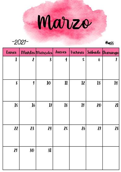 Marzo 2021 Calendario Para Imprimir Gratis Calendario Para Escribir