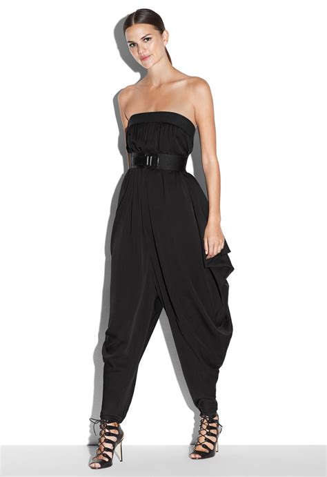 Lyst Milly Strapless Isosceles Jumpsuit In Black