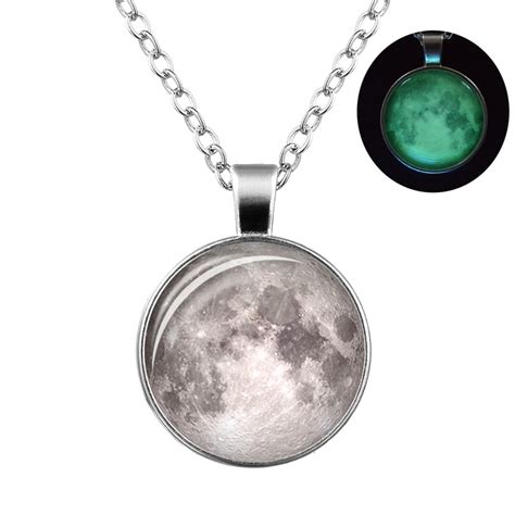 Luminous Glow Dark Moon Necklace Glowing Moon Necklace Jewelry