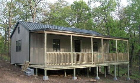 16x32 Deluxe Cabin With Optional Side Porch Clay Sides Black Roof