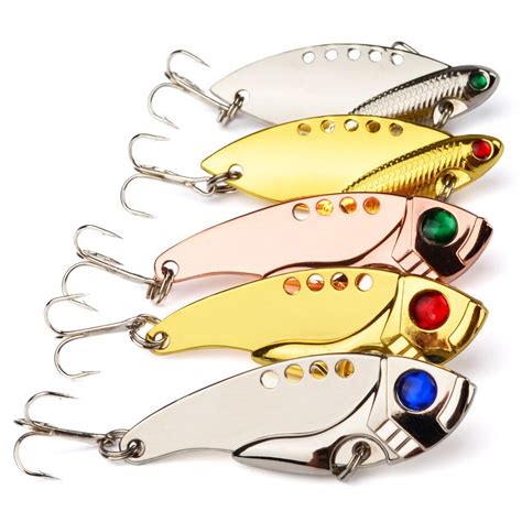 5pcslot Metal Spoon Fishing Lures 5cm11g Sinking Bait 3 Colors With 6