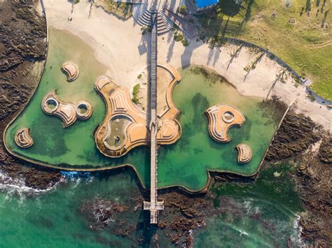 Aerial View Of Swimmers At Harmony Park Tidal Pool Cape Town South