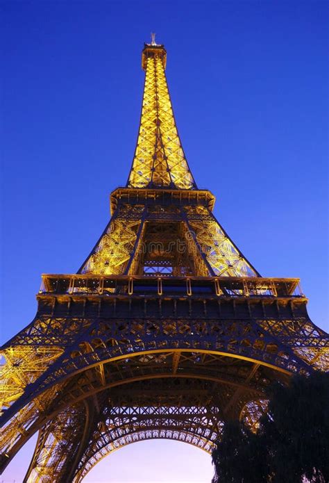 Paris Illuminated Eiffel Tower At Night Editorial Photo Image Of